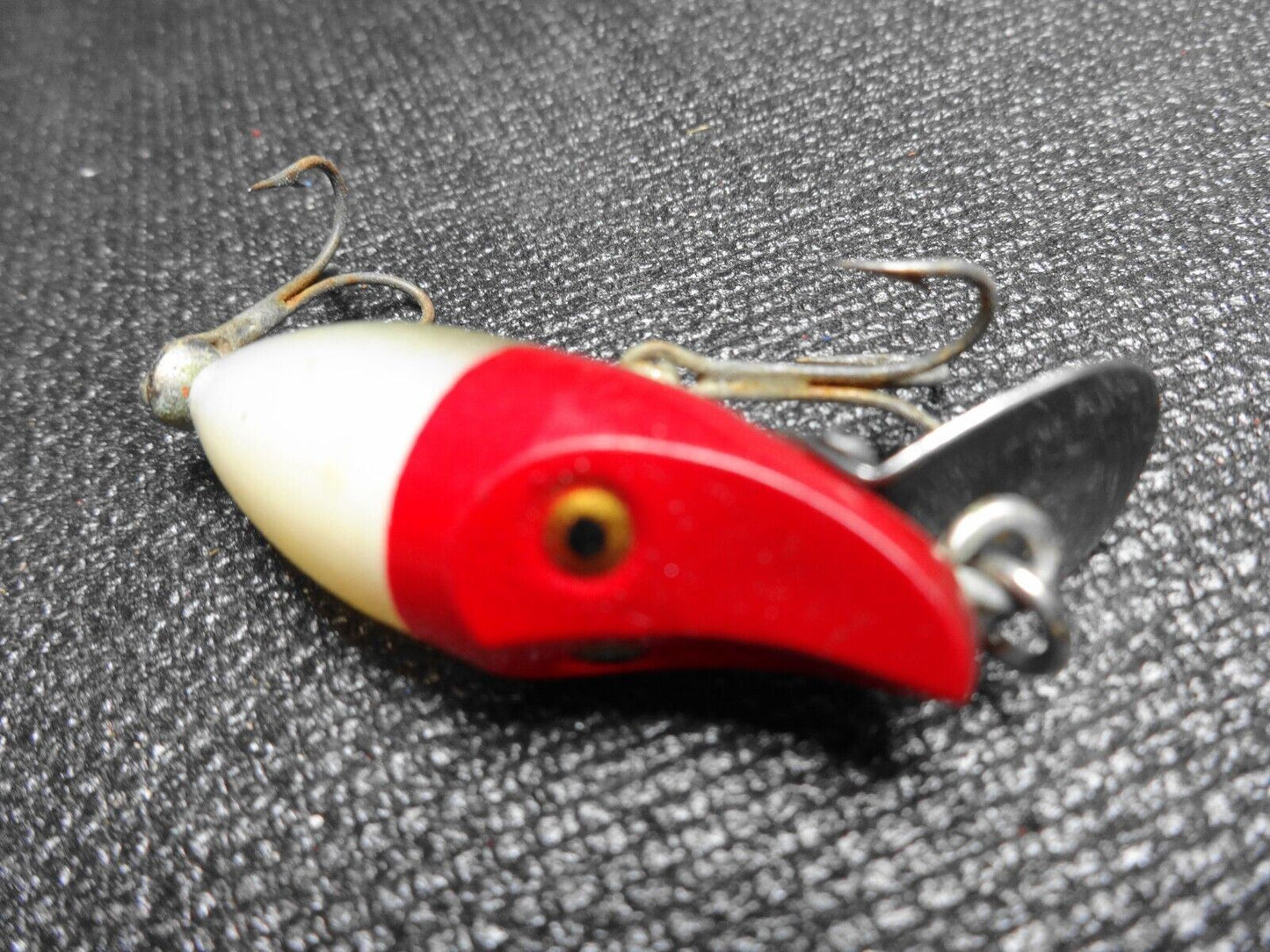 Vintage Heddon Midget River Runt Fishing Lure - Red w/ Shiner Scale