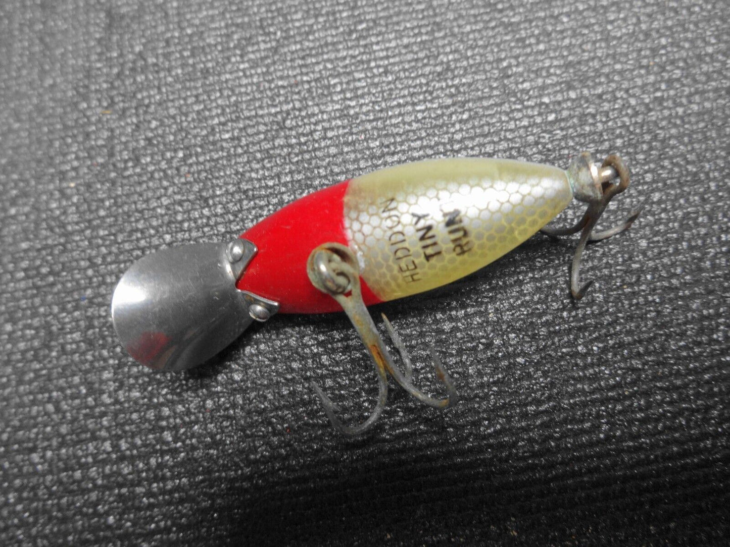 Vintage Heddon Midget River Runt Fishing Lure - Red w/ Shiner Scale