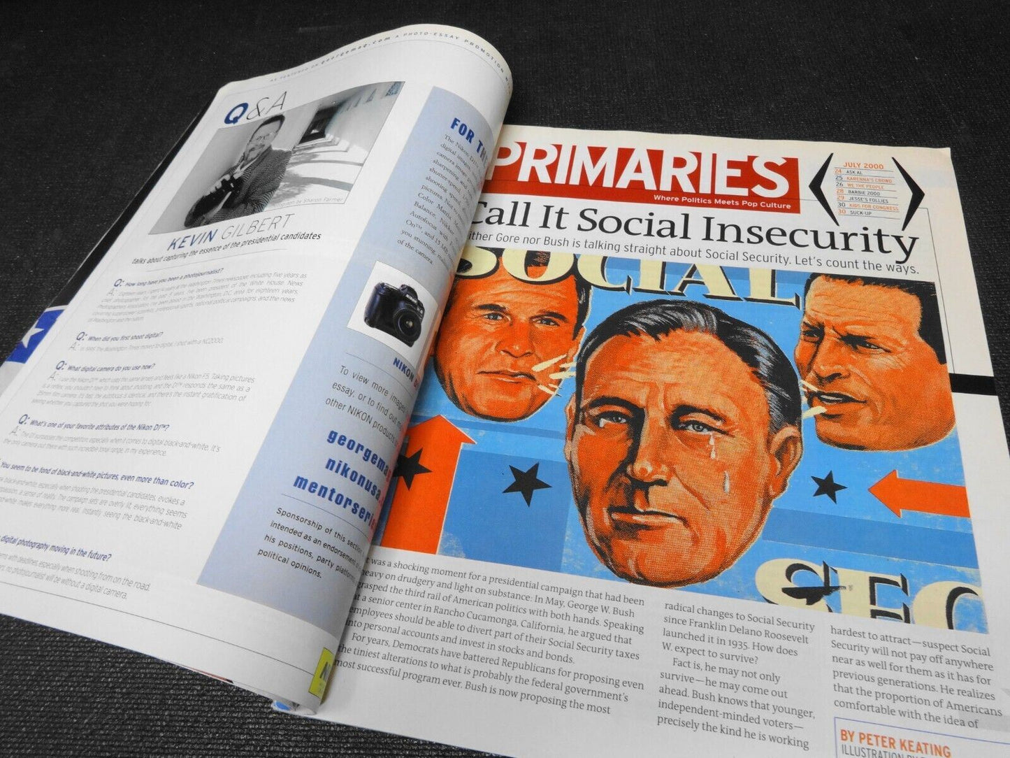 George Magazine July 2000 issue - Mel Gibson on the cover