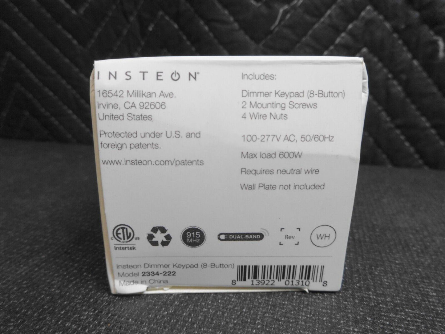 Insteon Smart Dimmer 8-Button Keypad, KeypadLinc In-Wall Controller, 2334-222