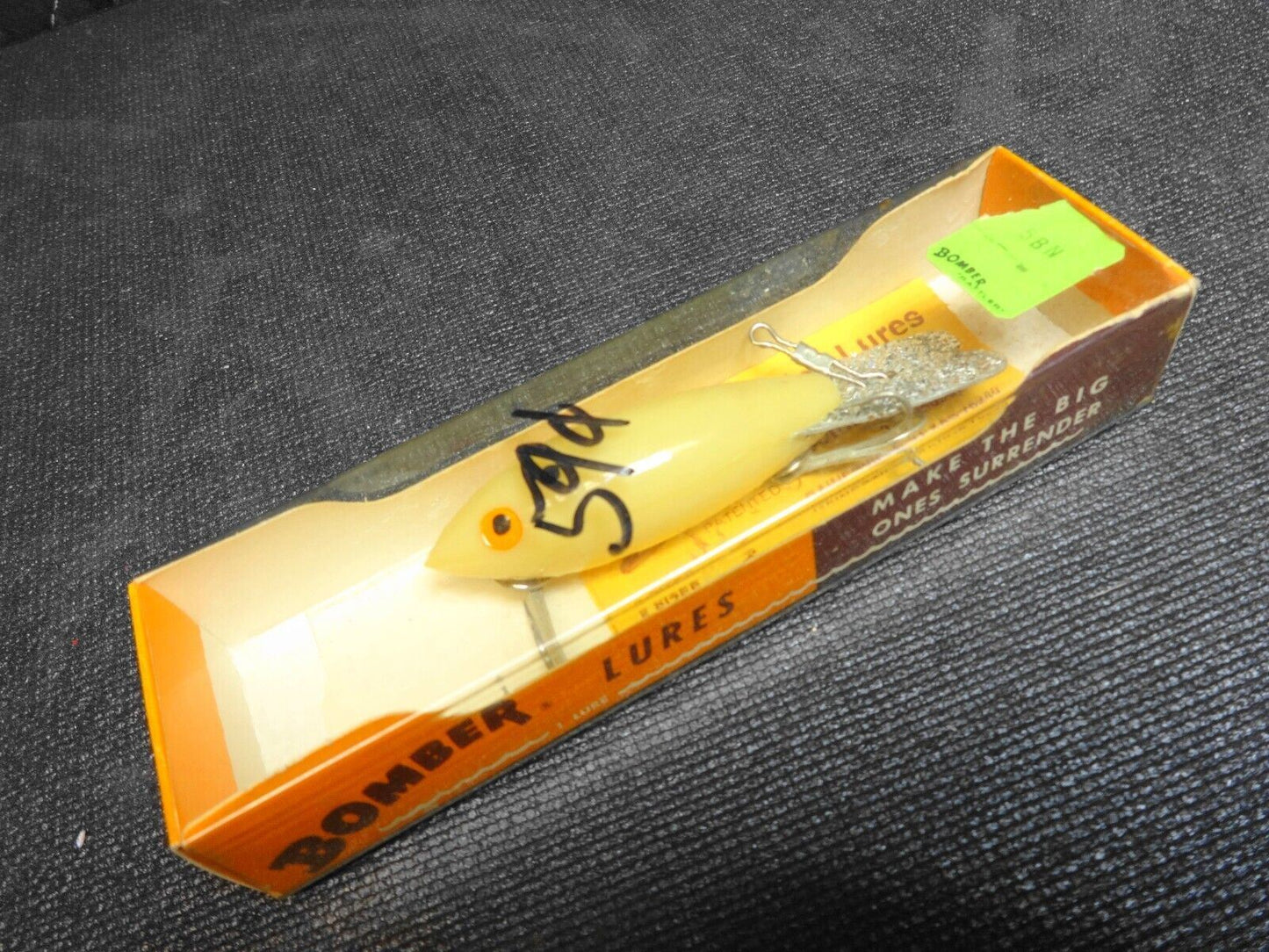 Old Package Bomber Deep Runner Lure Bass crankbait 4" white w/ silver glitter