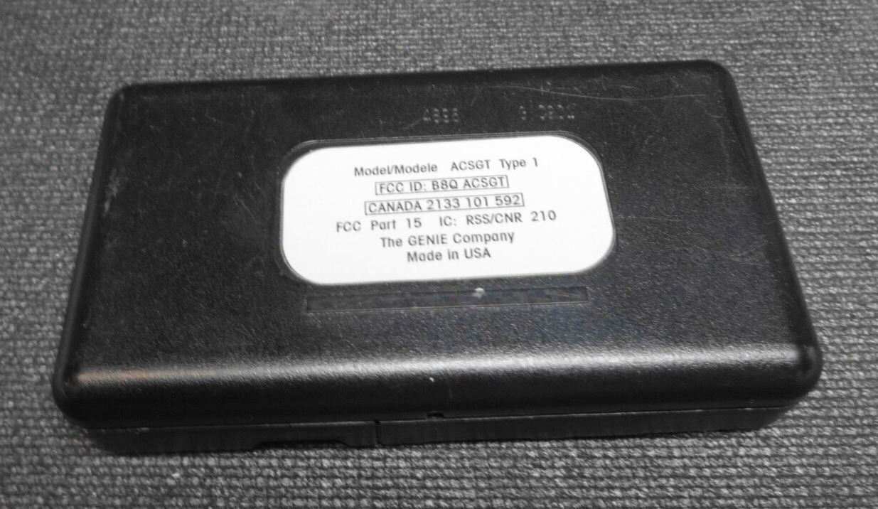 Genie Intellicode ACSGT type 1 garage door opener remote W/battery