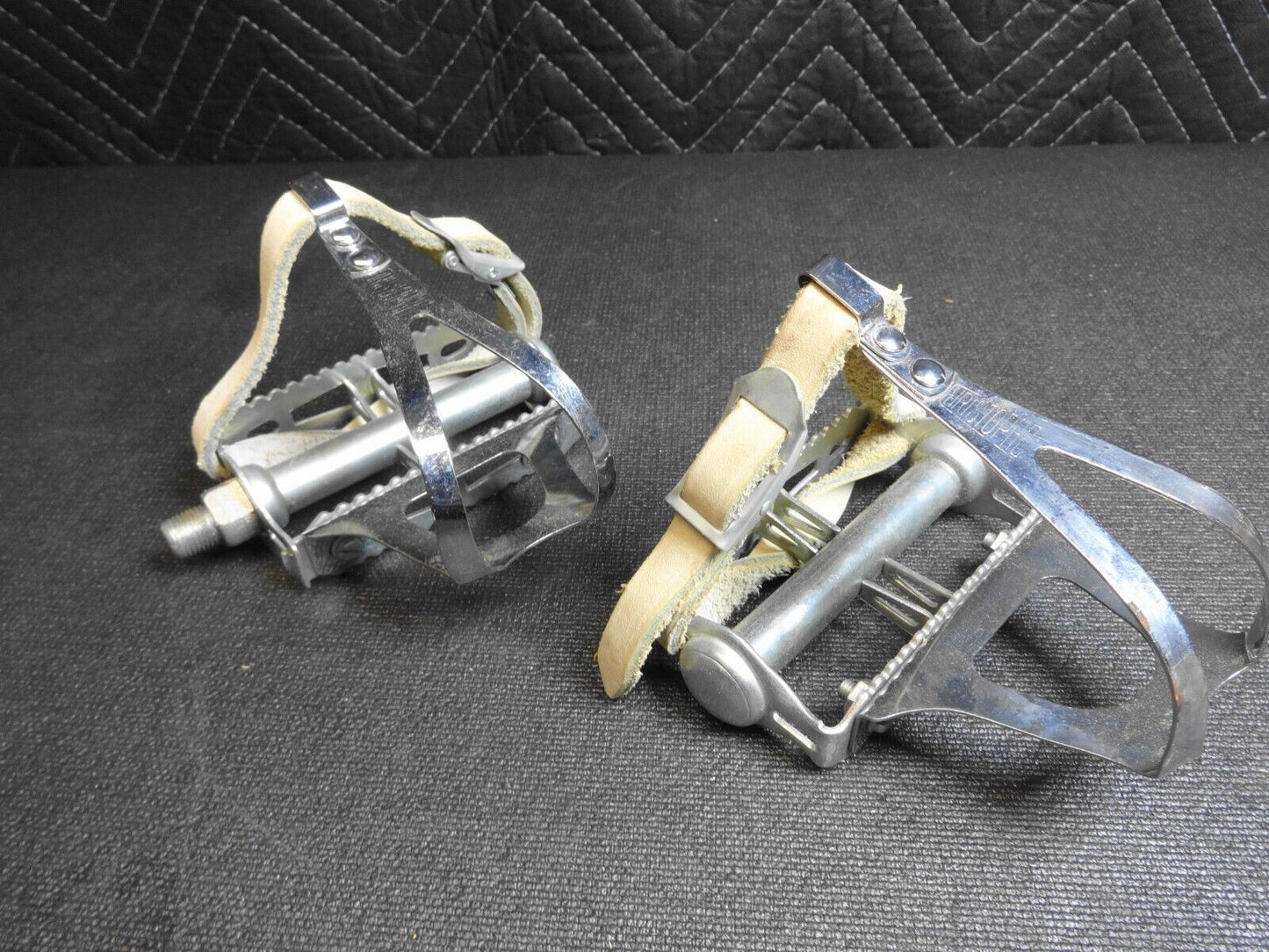 Vintage Union Pedals Christophe Toe Clip White Leather Strap