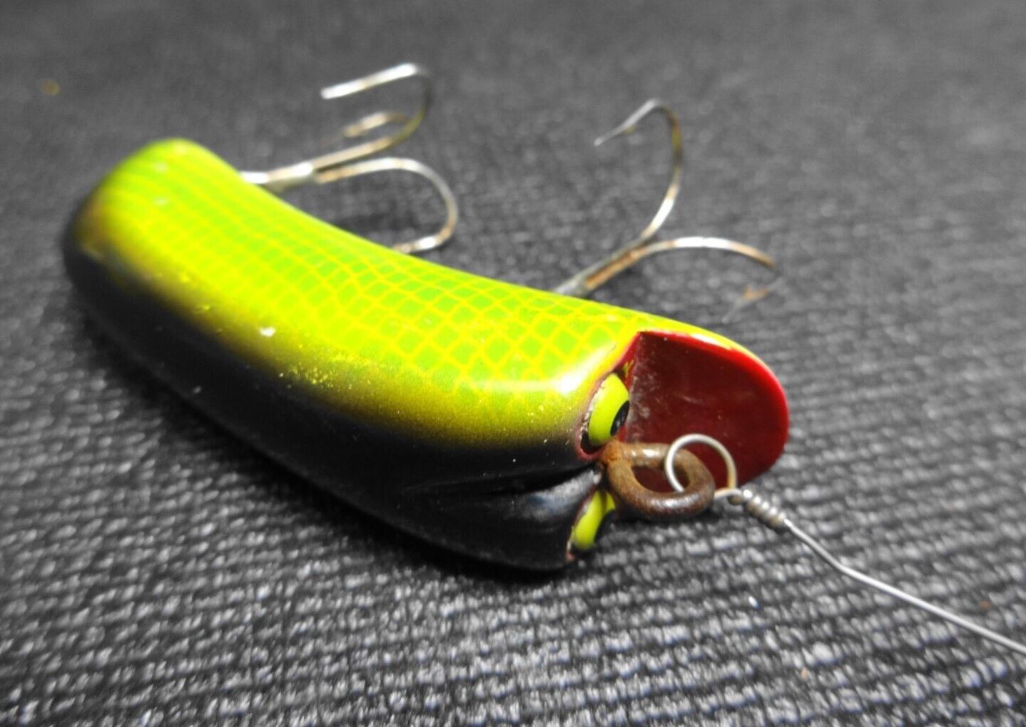 P K Bright Eyes Vintage Fishing Lure, Perch - Nice Old Wood Lure