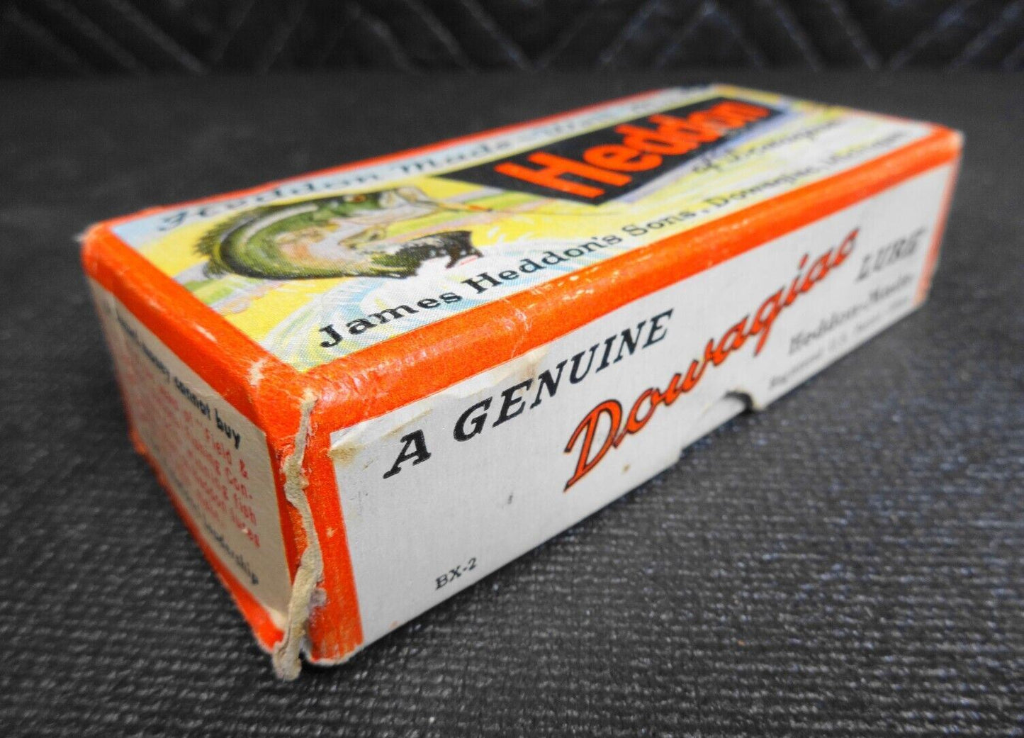 VINTAGE HEDDON BABY LUCKY 13 FISHING LURE WOODEN TACK EYES GLITTER SCALE BACK