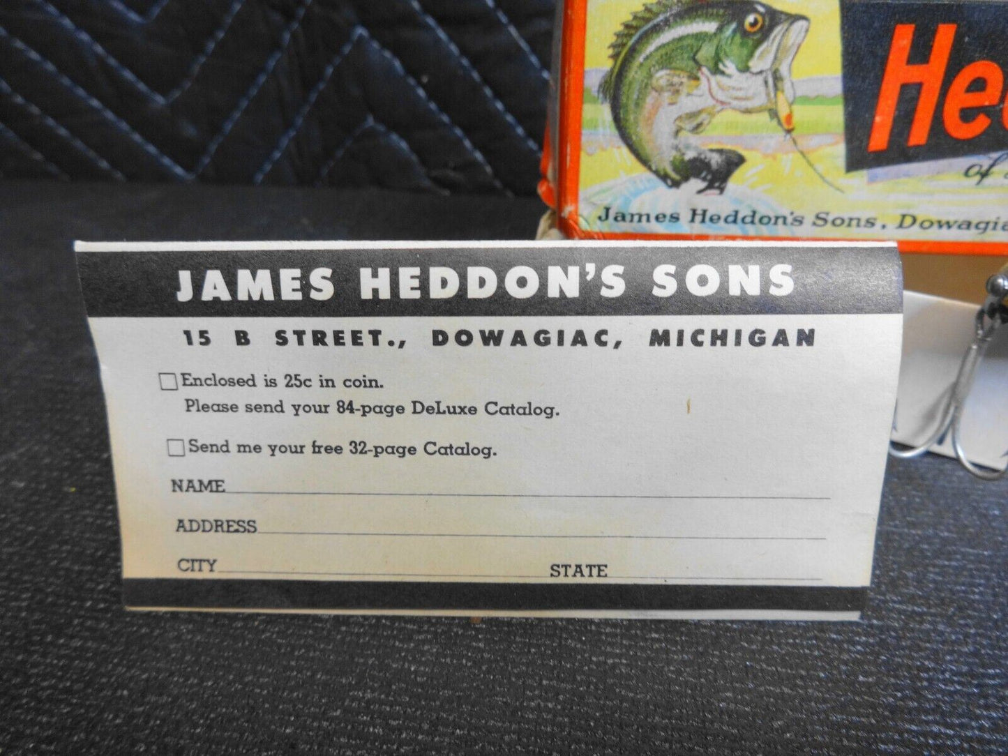 VINTAGE HEDDON BABY LUCKY 13 FISHING LURE WOODEN TACK EYES GLITTER SCALE BACK