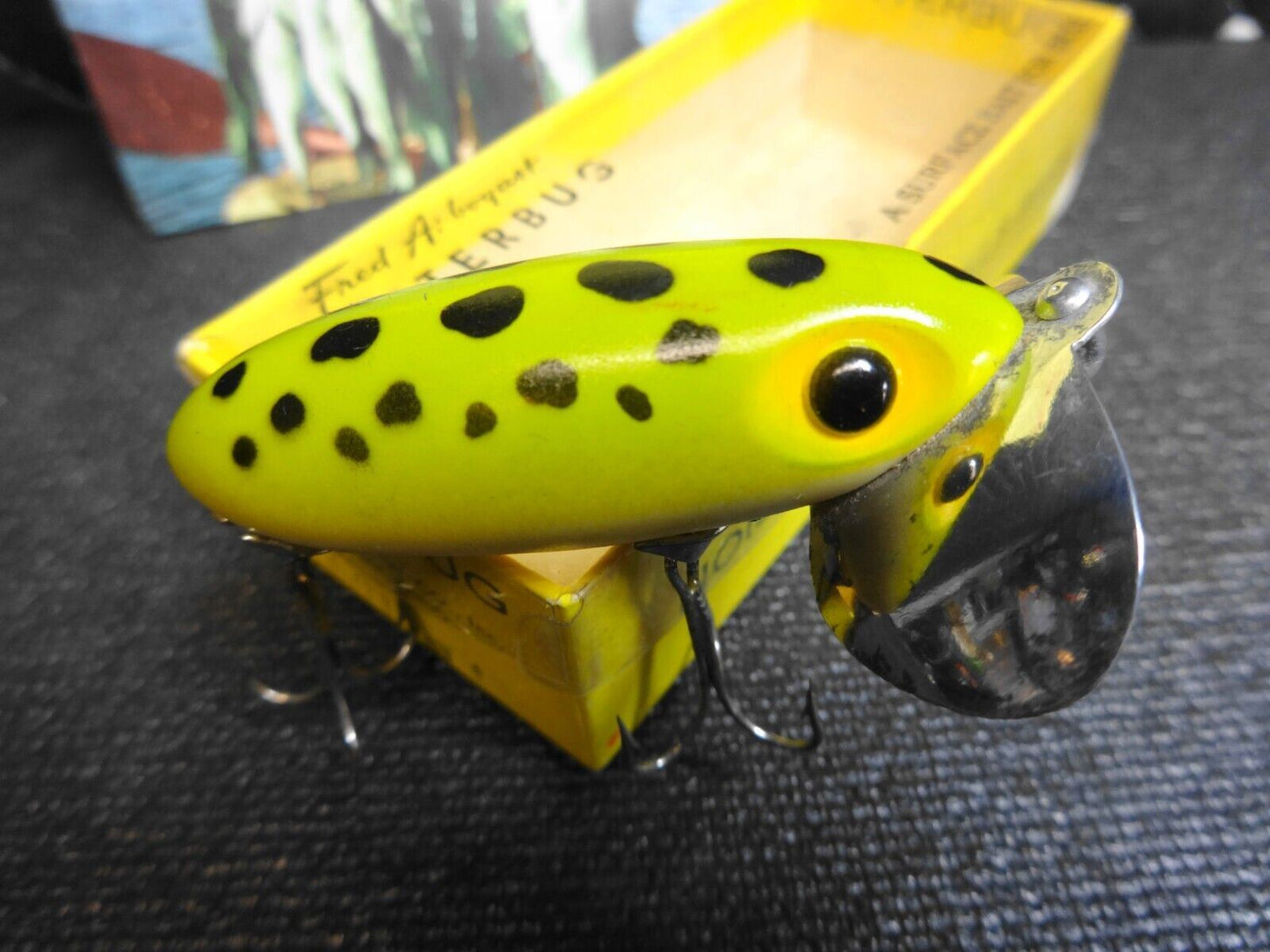 Fred Arbogast Jitterbug Green Frog 601-F Fishing Lure, Box, Pamphlet