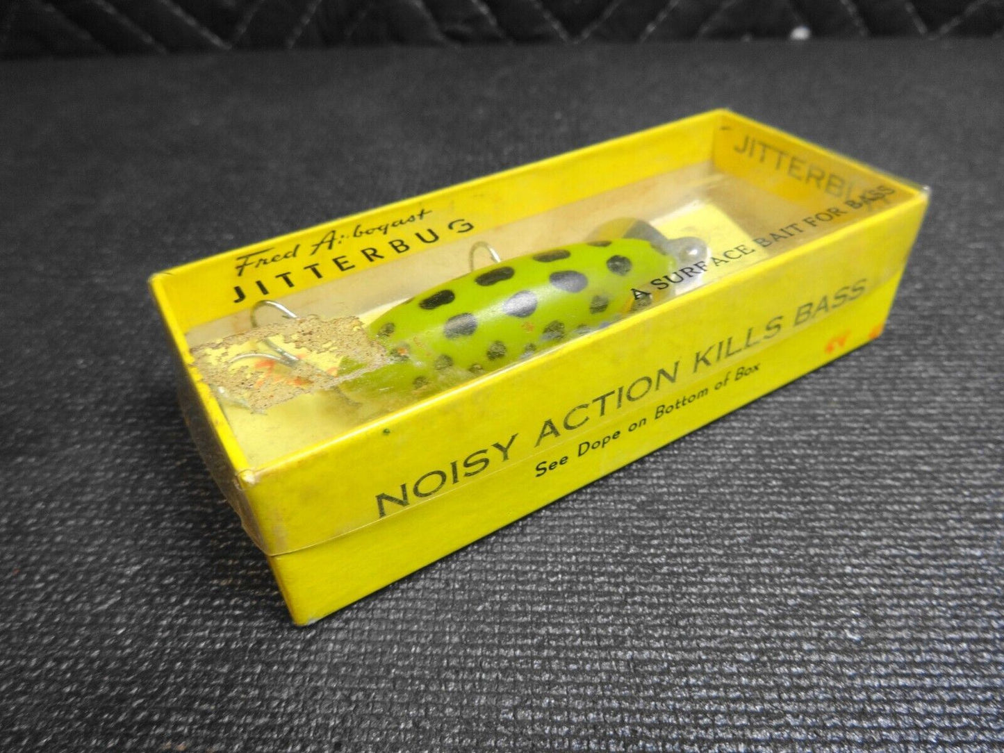 Fred Arbogast Jitterbug Green Frog 601-F Fishing Lure, Box, Pamphlet