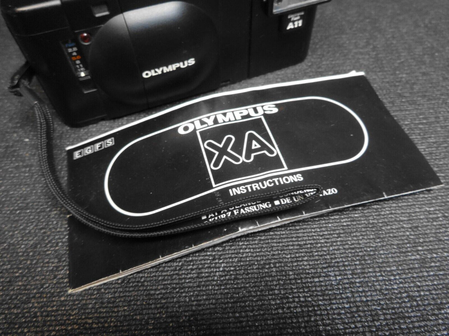 Olympus XA 35mm Rangefinder Film Camera w/ A11 Flash & Instructions