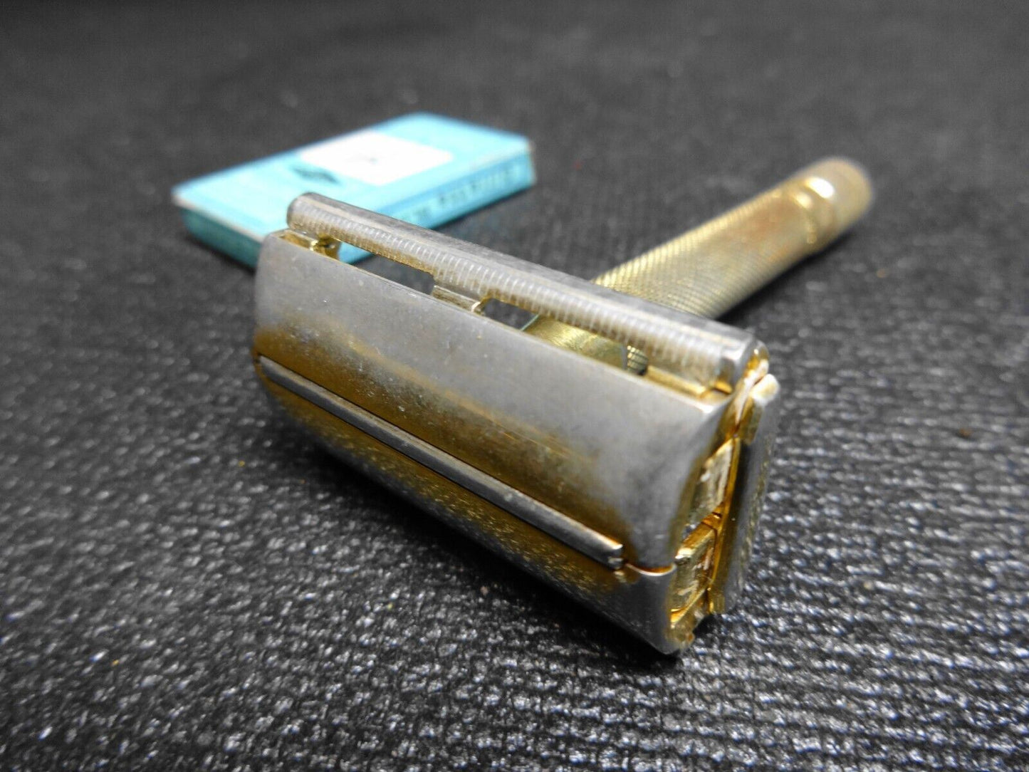 1947 Gillette Milord Gold TTO Double Edge Safety Razor w/ pack of Blades