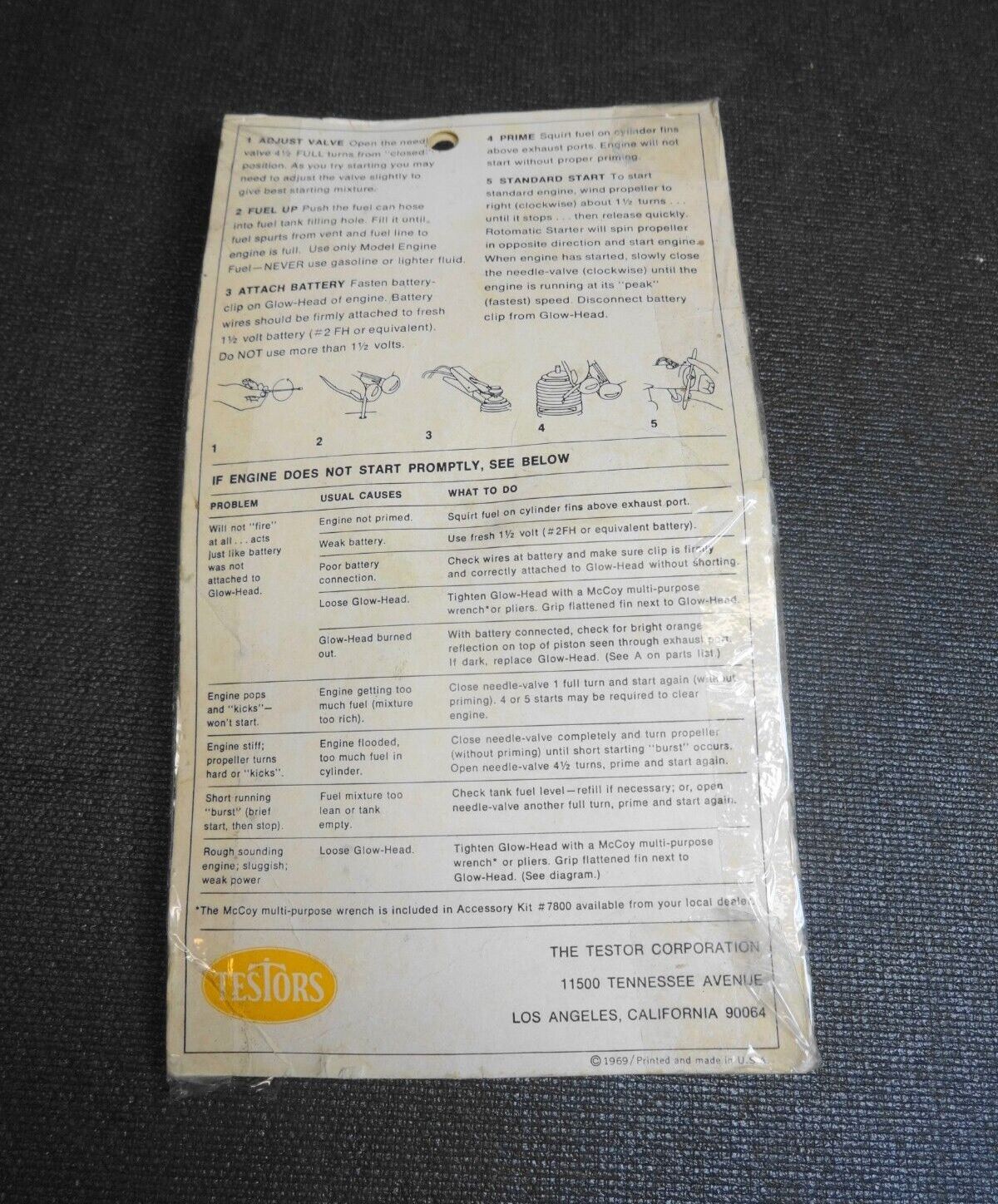 1969 Testors McCoy .049 Red Head CL Model Airplane Engine - New in Package, NOS