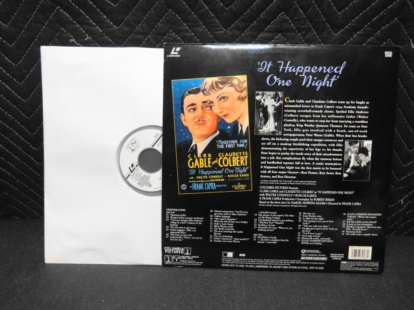 It Happened One Night Laservision Laserdisc LD - Clark Gable, Black and White