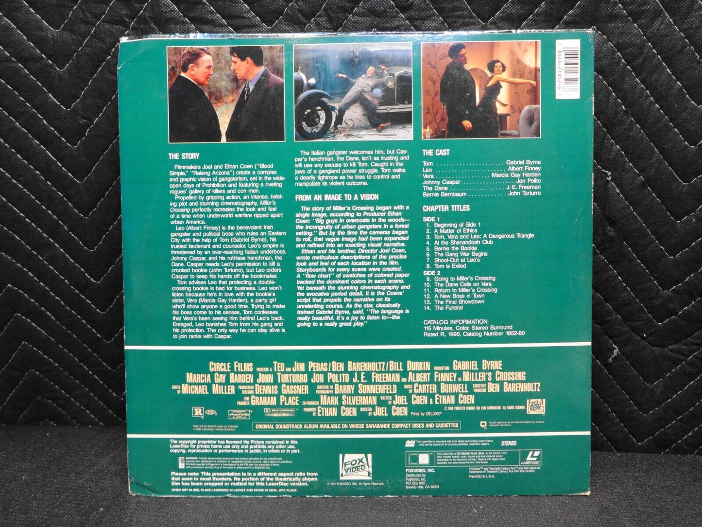 Millers Crossing LaserDisc Gabriel Byrne Marcia Gay Harden John Turturro