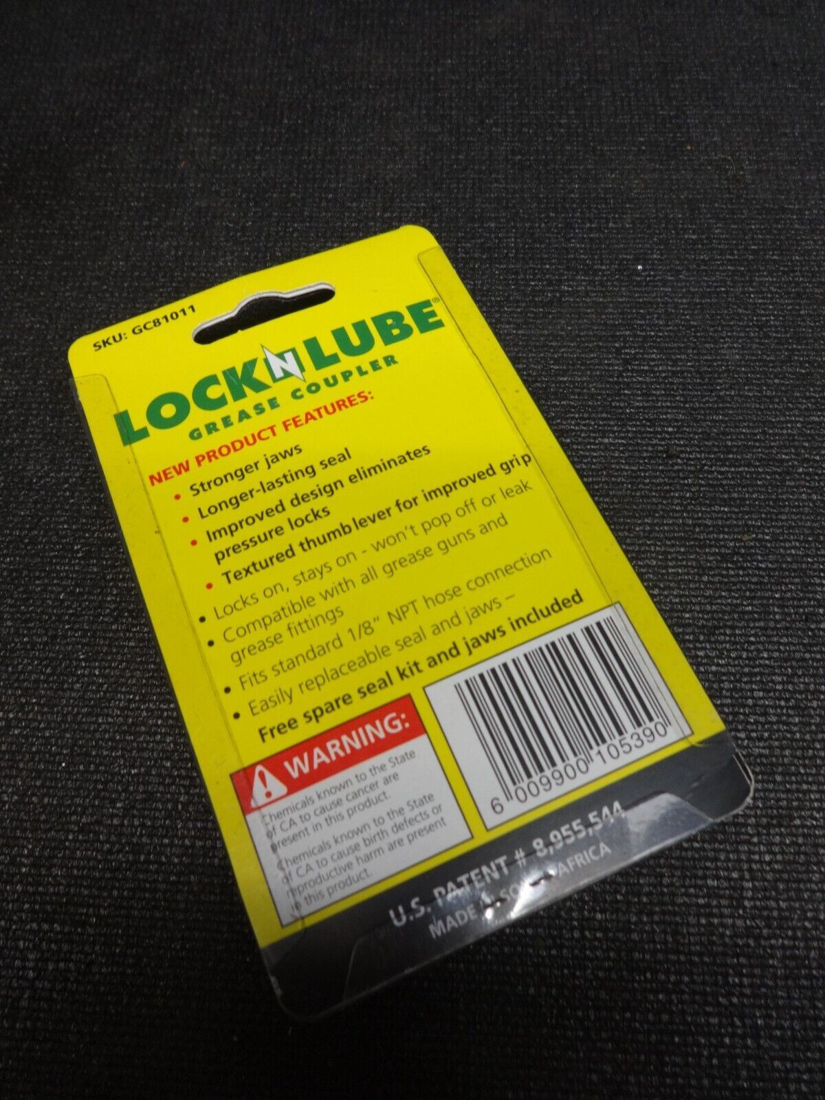 LockNLube Grease Gun Coupler, locks on, doesn't leak, rated over 10,000 PSI