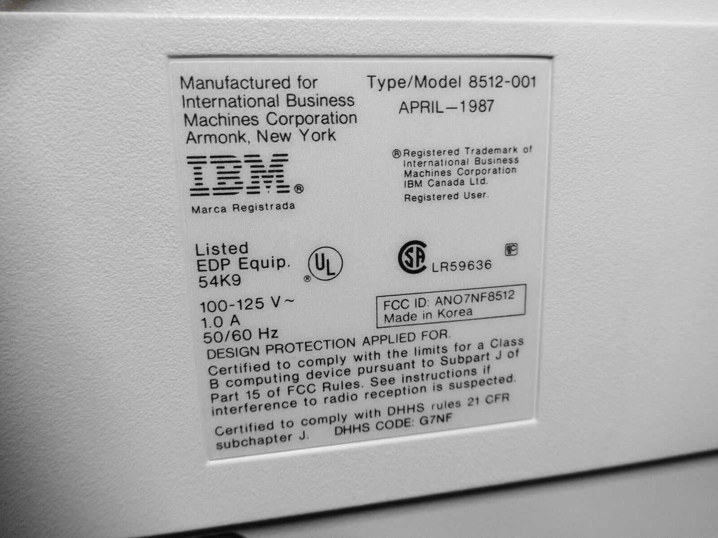 IBM PS/2 8512-001 VGA/XGA 14" Color CRT Monitor for Vintage IBM PC Computer