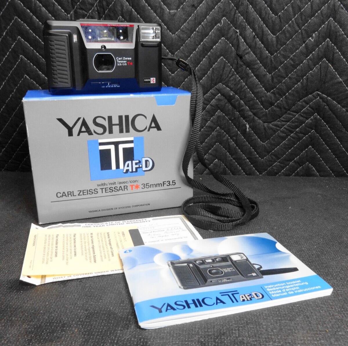 1984 Kyocera Yashica T AF-D 35mm Point & Shoot Film Camera w/ Box Manual Papers