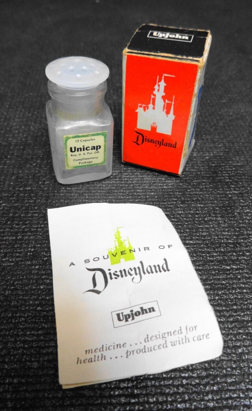 Vtg Disney Disneyland Unicap Vitamins Upjohn Memorabilia Box Pamphlet 1970