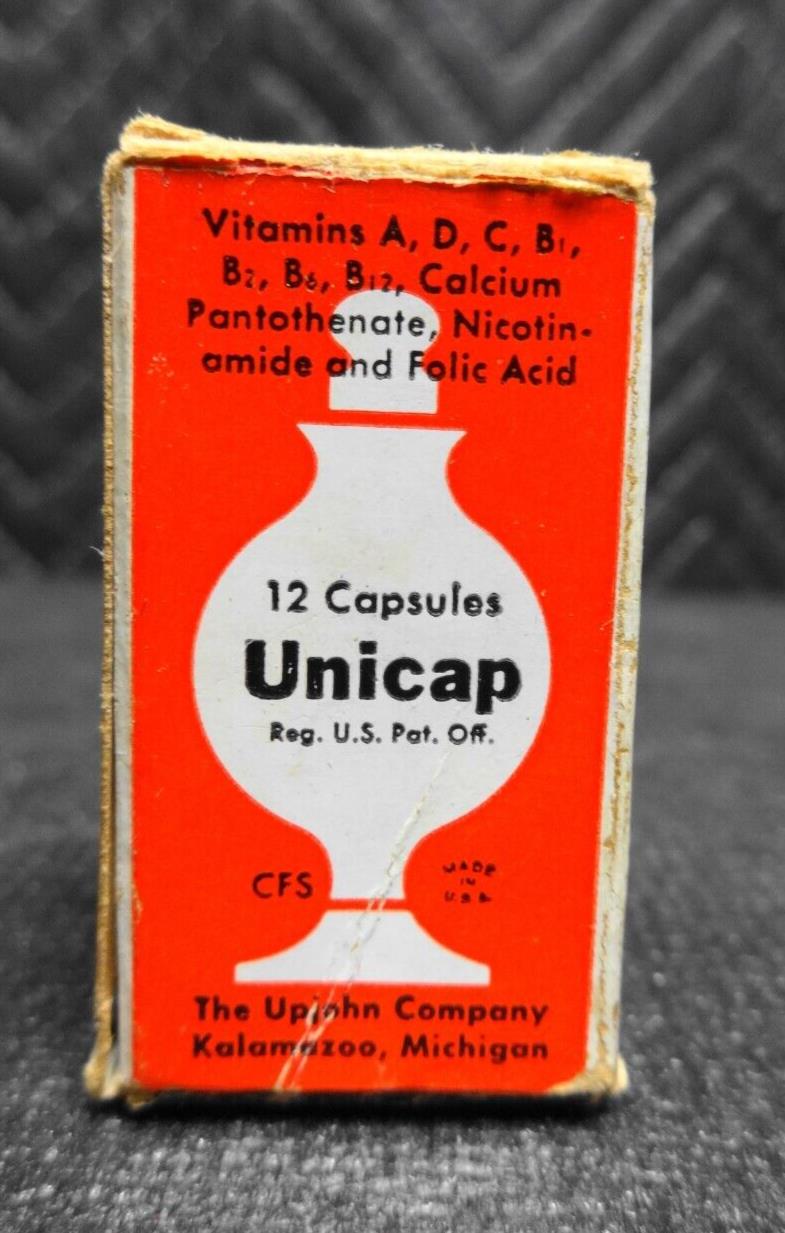 Vtg Disney Disneyland Unicap Vitamins Upjohn Memorabilia Box Pamphlet 1970