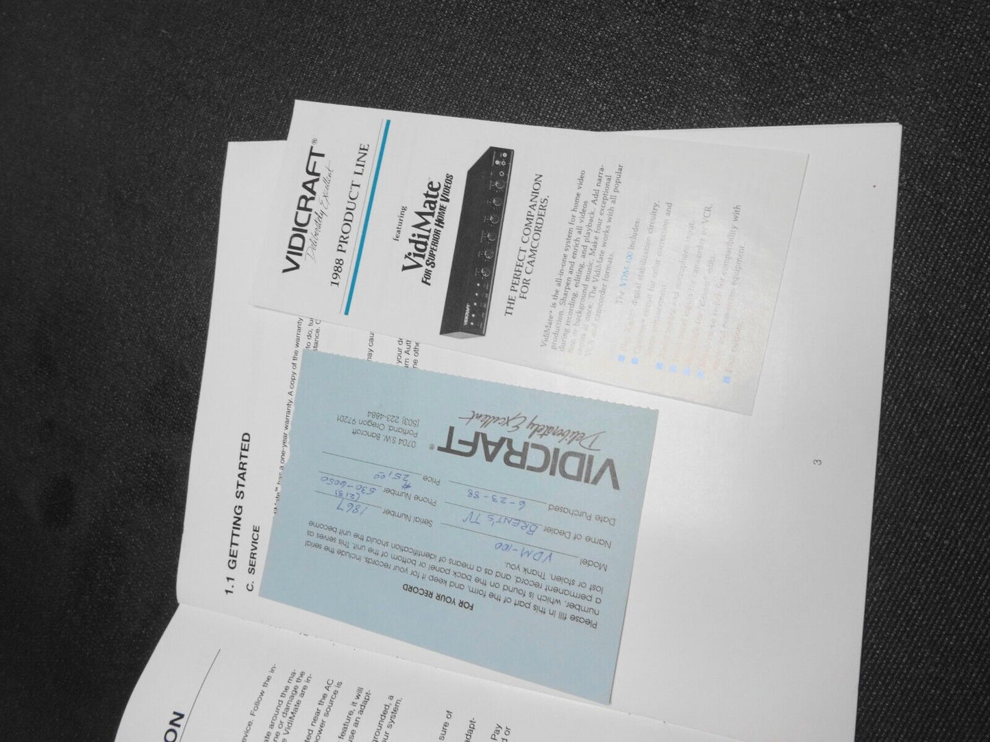 VIDICRAFT VidiMate Digital Stabilizer Opticon Processing w/ Manual