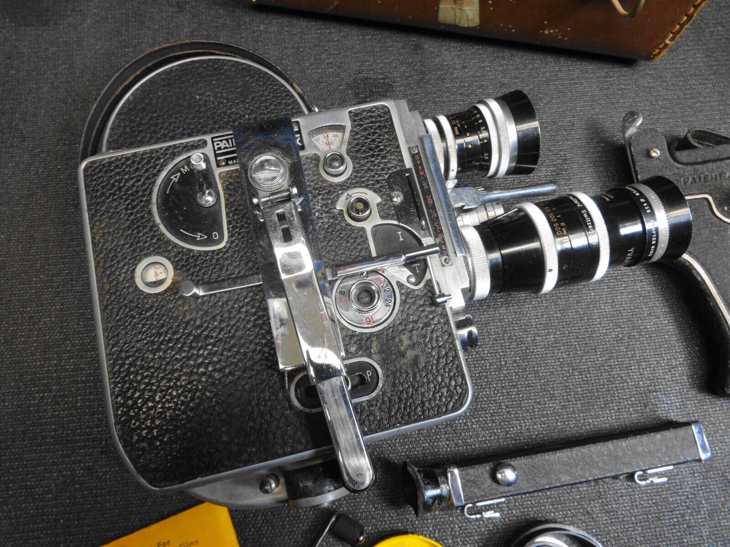 Vintage Paillard Bolex H16 Camera W 3 Lenses, Grip & Case
