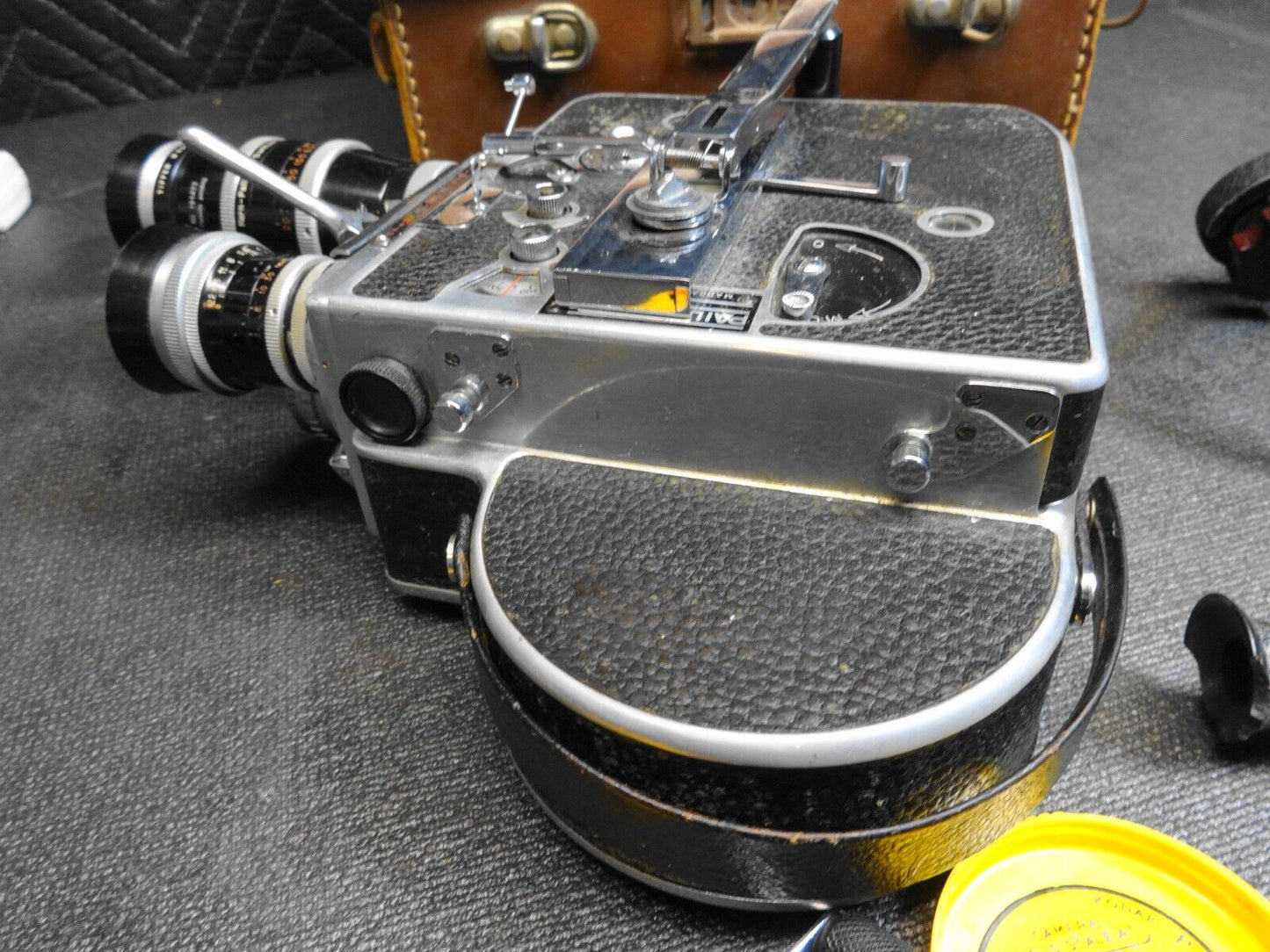 Vintage Paillard Bolex H16 Camera W 3 Lenses, Grip & Case