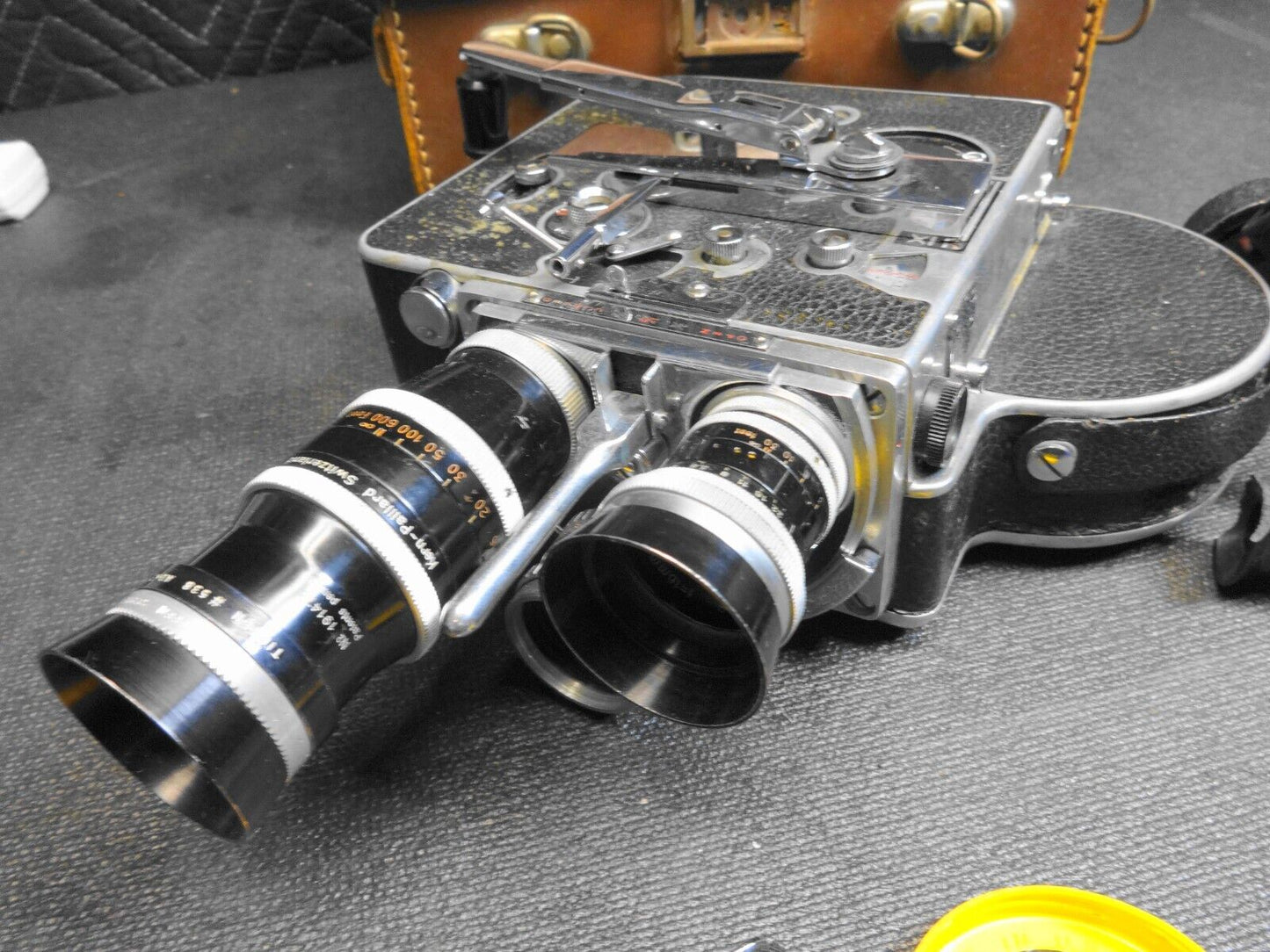Vintage Paillard Bolex H16 Camera W 3 Lenses, Grip & Case