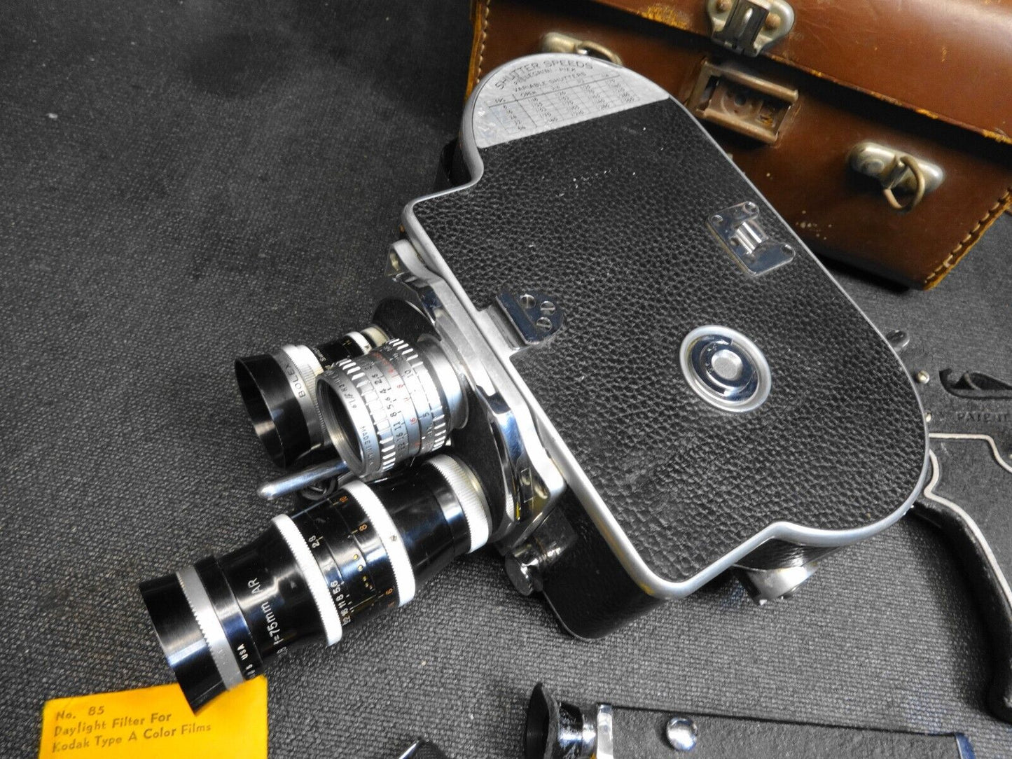 Vintage Paillard Bolex H16 Camera W 3 Lenses, Grip & Case