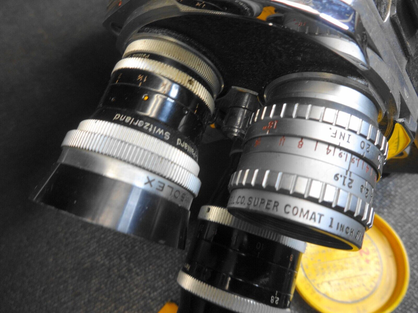 Vintage Paillard Bolex H16 Camera W 3 Lenses, Grip & Case