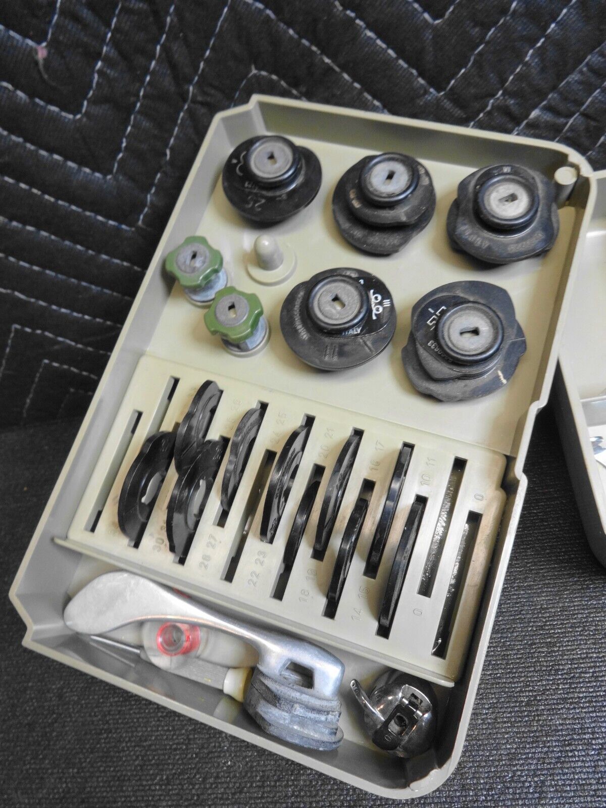 Vintage Necchi Supernova Sewing Machine Accessories Cams Feet Attachments READ