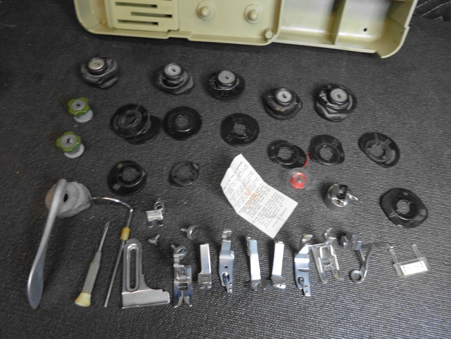 Vintage Necchi Supernova Sewing Machine Accessories Cams Feet Attachments READ