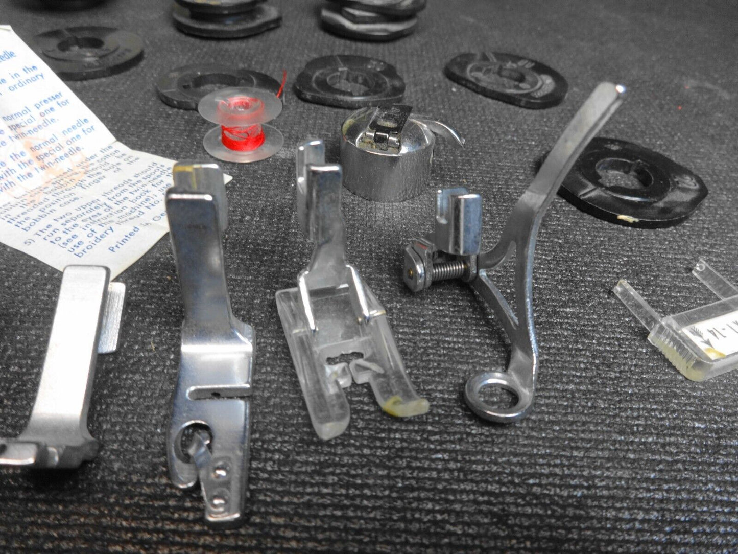 Vintage Necchi Supernova Sewing Machine Accessories Cams Feet Attachments READ