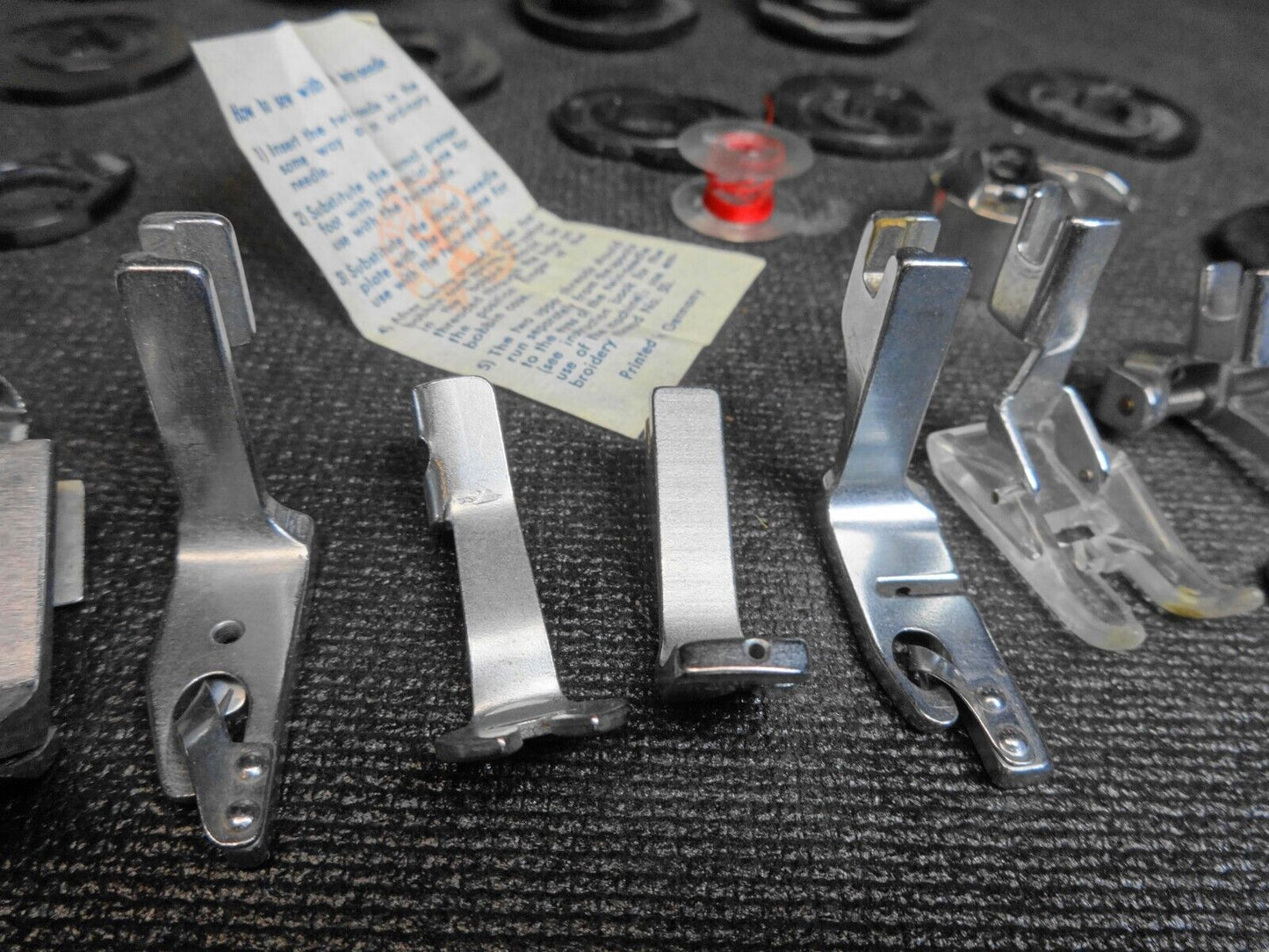 Vintage Necchi Supernova Sewing Machine Accessories Cams Feet Attachments READ