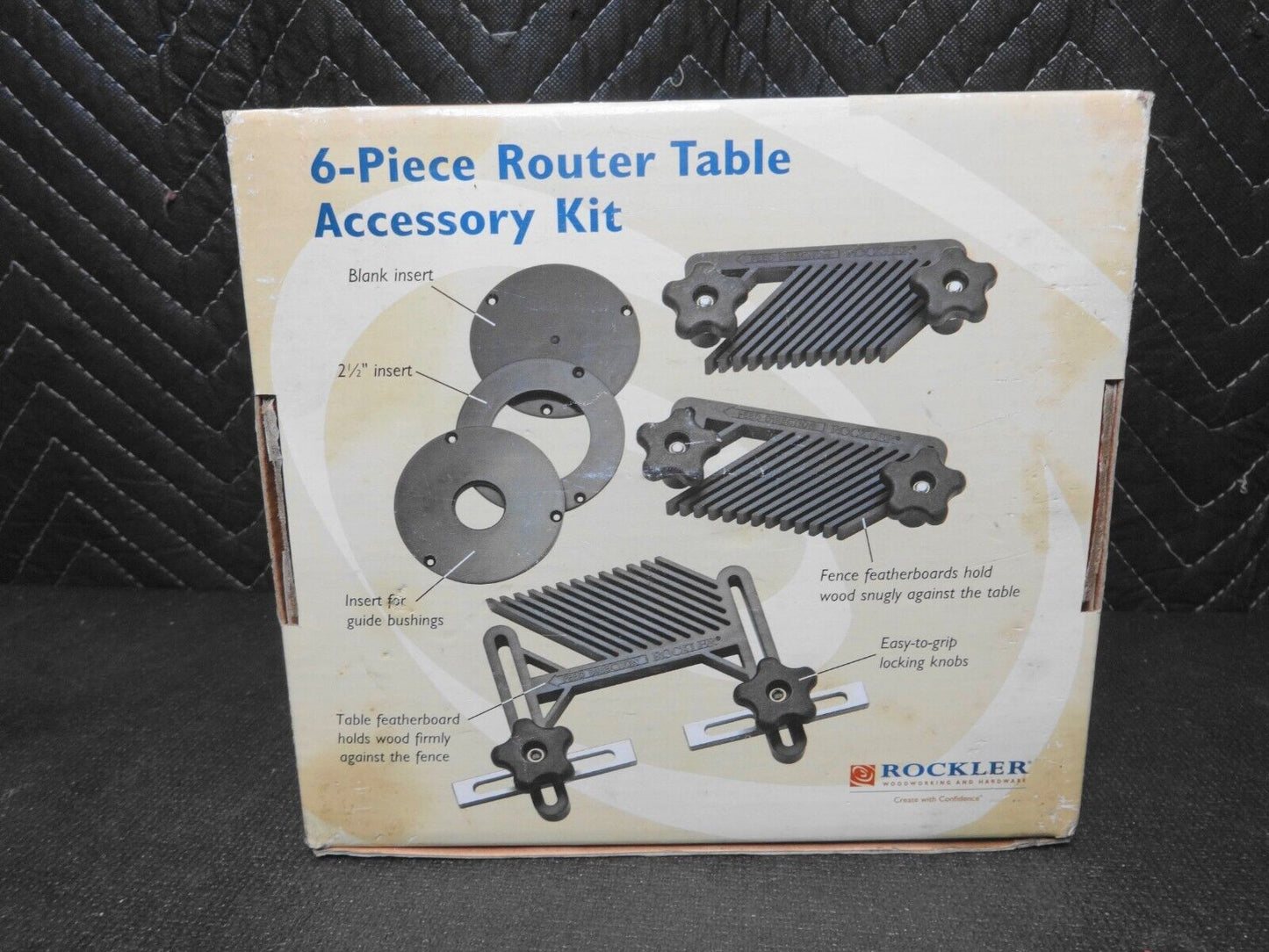 Rockler Standard Router Table 6-Piece Accessory Kit Feather Boards Inserts - New