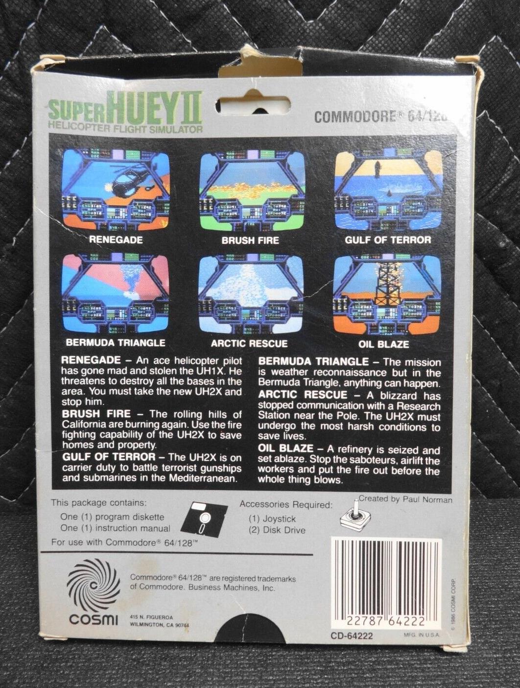 Super Huey II Commodore 64 C64 Computer Video Game - Box, Manual, Floppy Disk