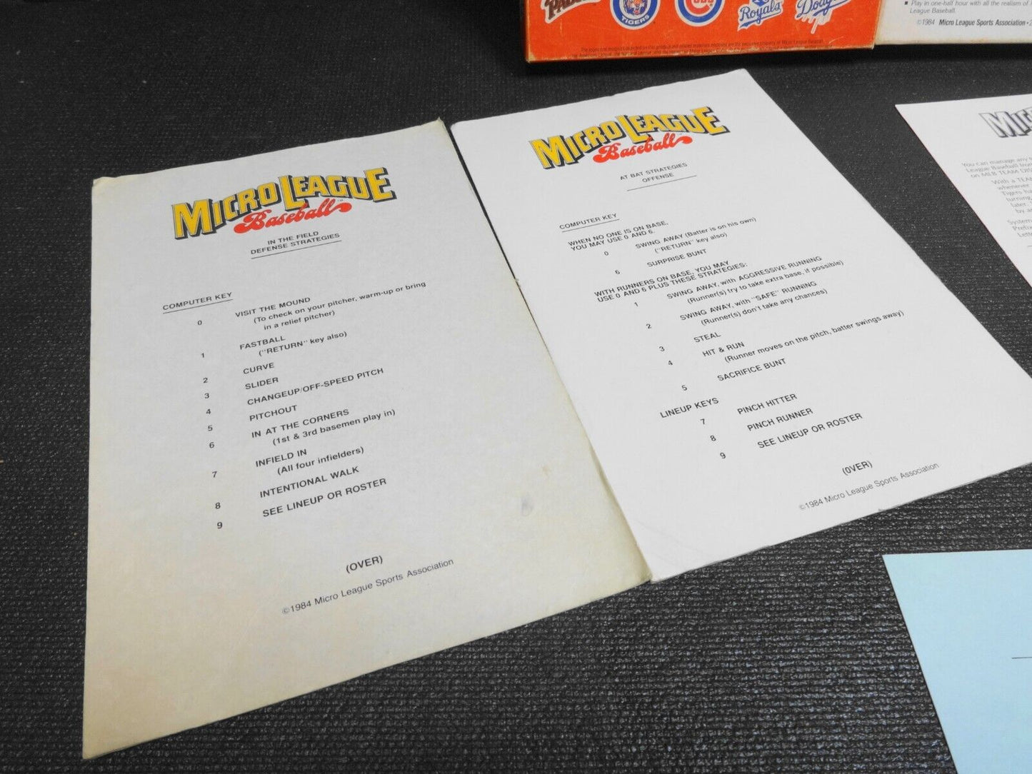 Micro League Baseball Commodore 64 C64 Game CIB