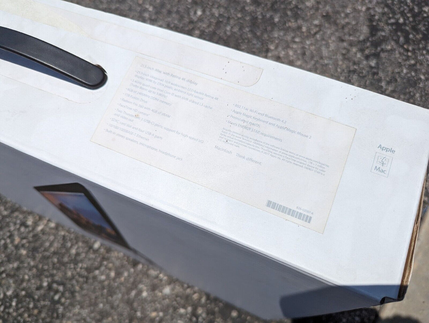 21.5" Apple iMac A1418 Replacement Shipping Box w/ Styrofoam - EMPTY BOX Only