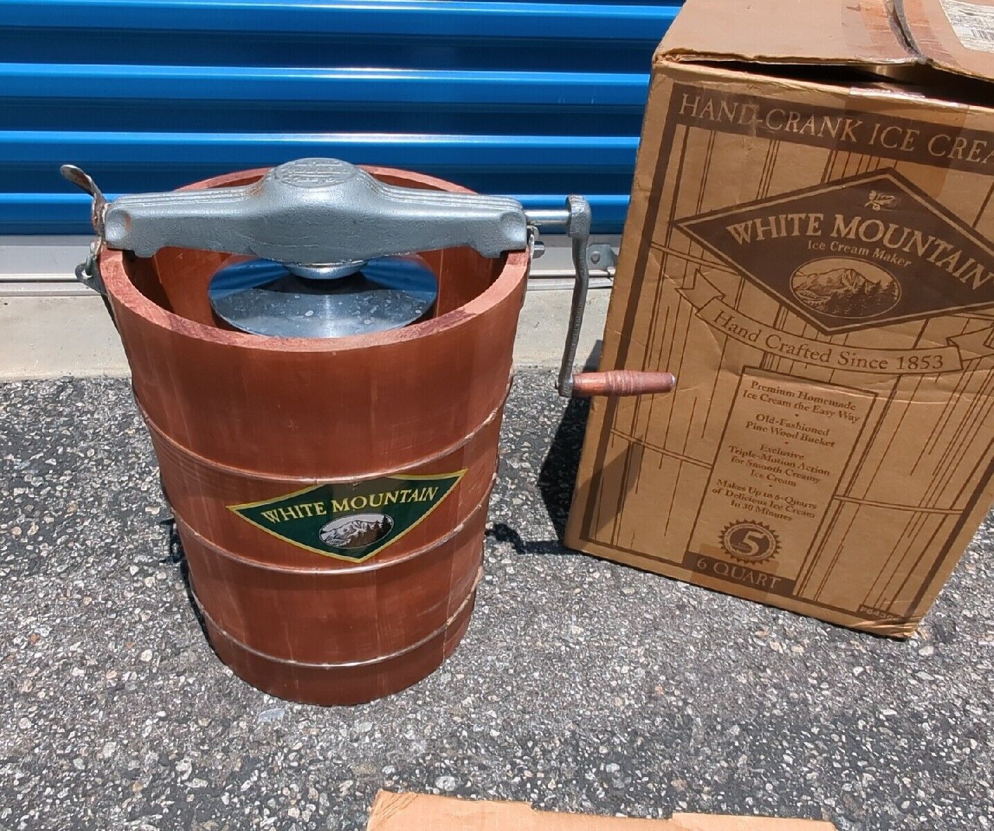 White Mountain Ice Cream Freezer 6 Qt. Triple Motion Vintage F64306 ALMOST NIB