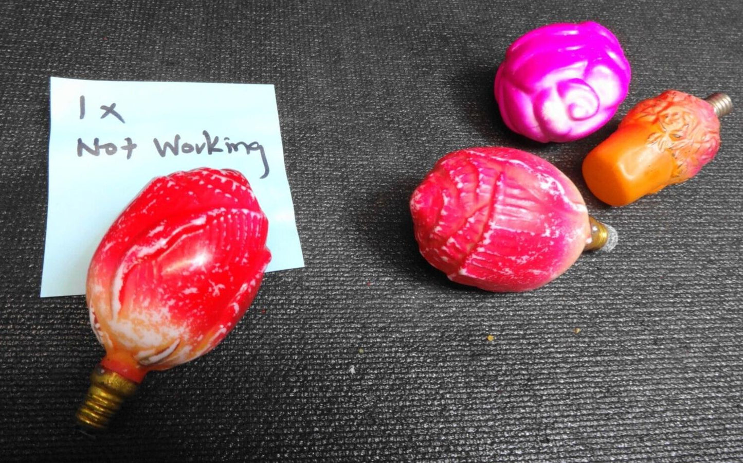 4x Vintage Rose Flowers Christmas Bulb Painted Milk Glass Japan Antique Figural