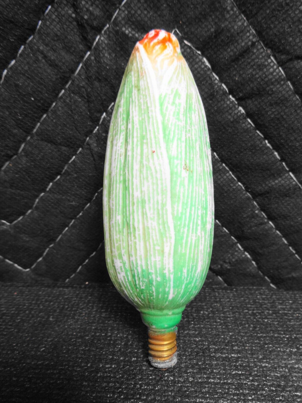 Vintage Milk Glass Figural Christmas Light Bulb Corn - Working