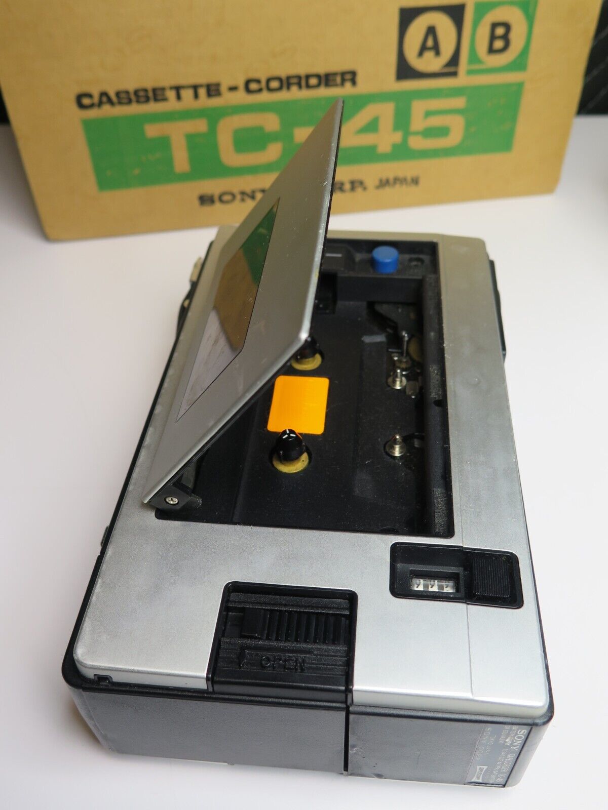 SONY TC-45 TAPE RECORDER CASSETTE PLAYER VINTAGE in Original Box w/ Manual