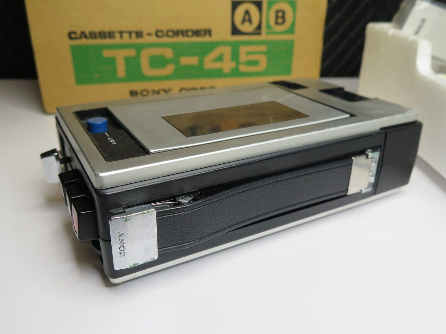 SONY TC-45 TAPE RECORDER CASSETTE PLAYER VINTAGE in Original Box w/ Manual