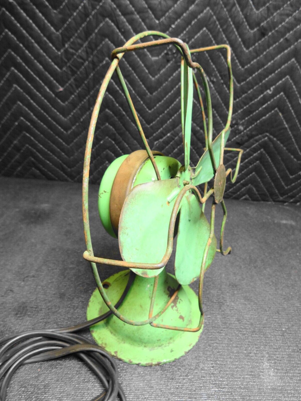 Early 1920s Antique Desk Table 9" Fan - 4 Blade in Green * Working * Serviced *