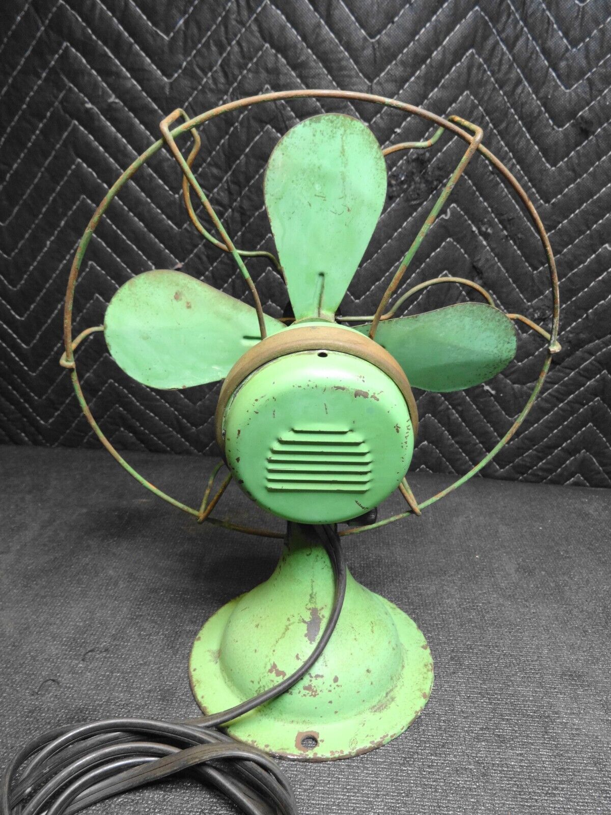 Early 1920s Antique Desk Table 9" Fan - 4 Blade in Green * Working * Serviced *