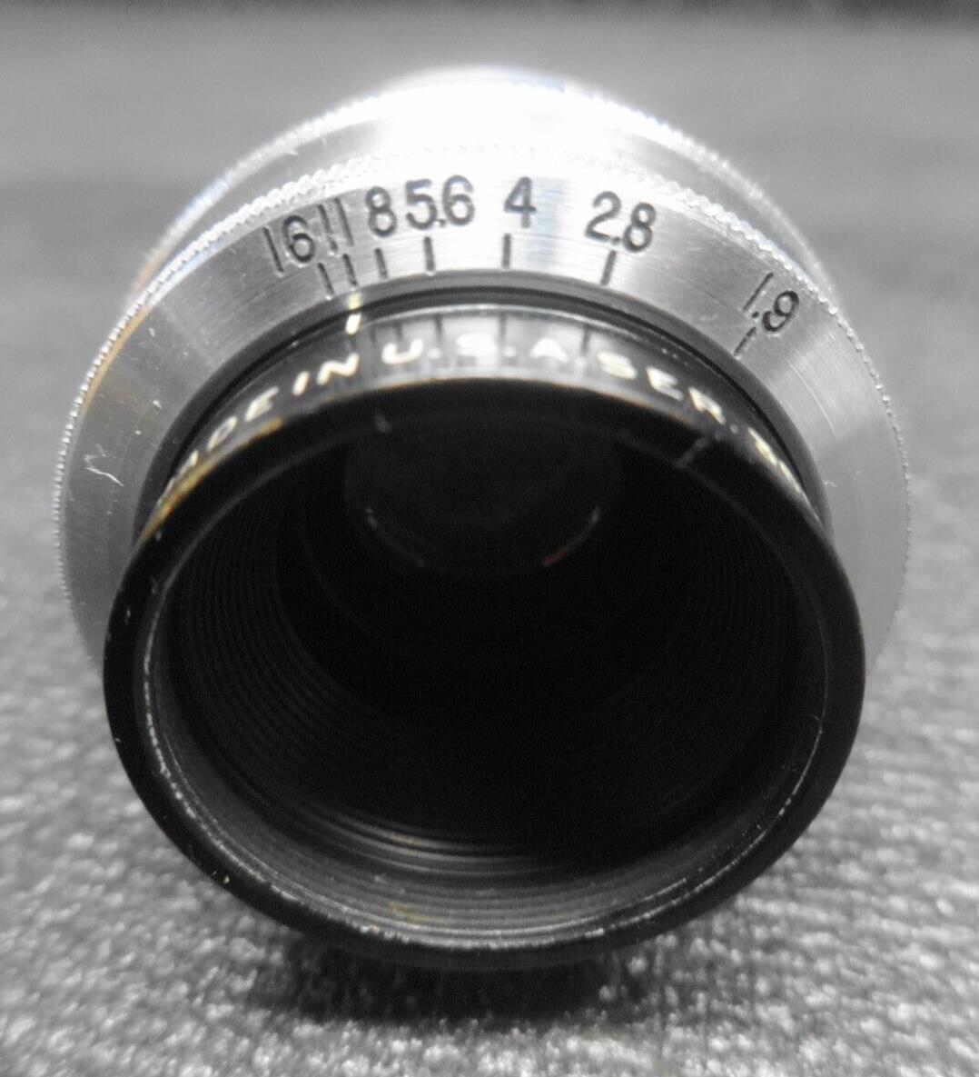 Vintage Bell & Howell Lumax 1 inch f/1.9  ELC Movie Camera C-Mount Lens