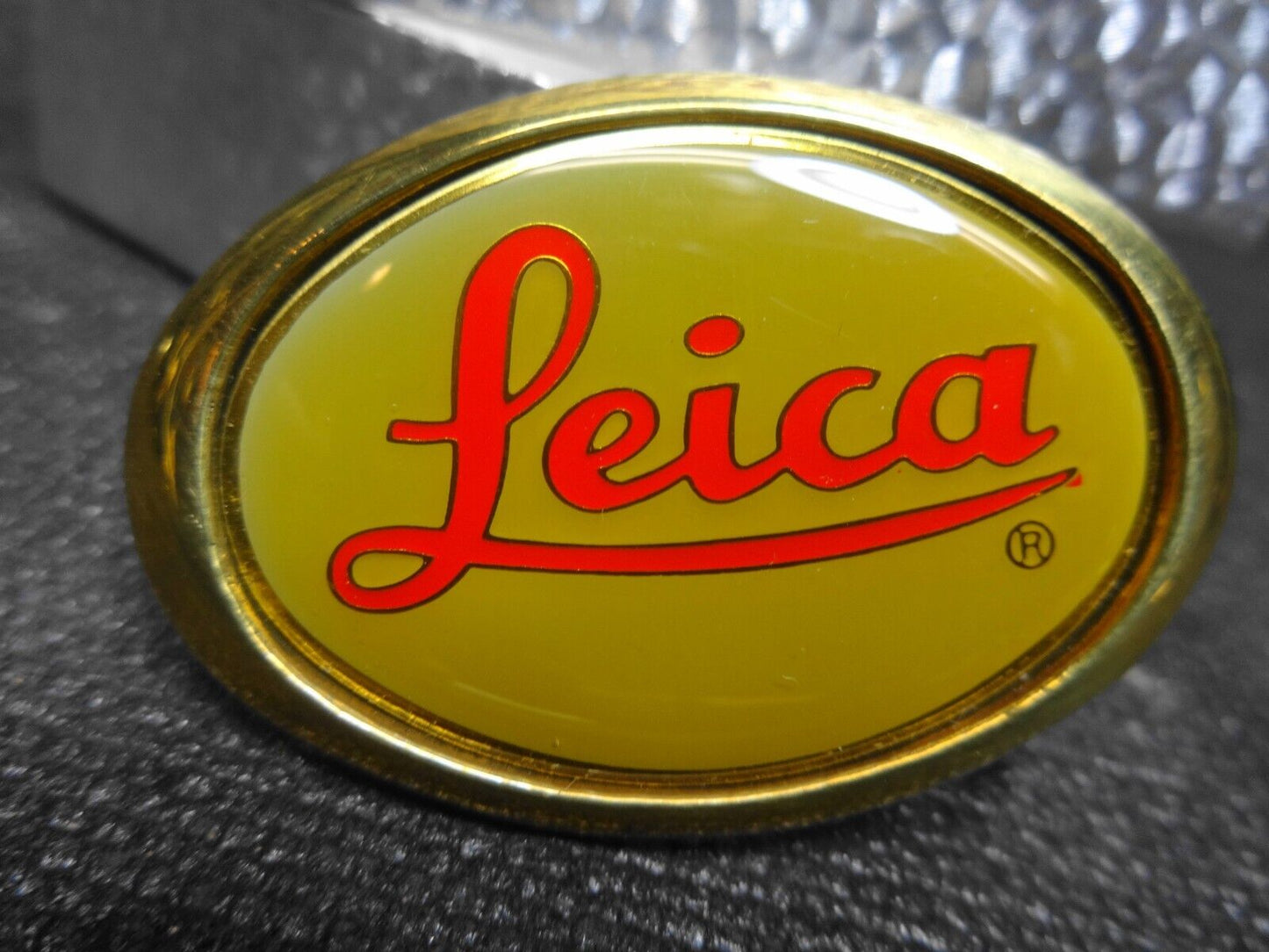 Vintage 1980's LEICA CAMERA Brass Belt Buckle for up to 1.25" Inch Belt w/ Box