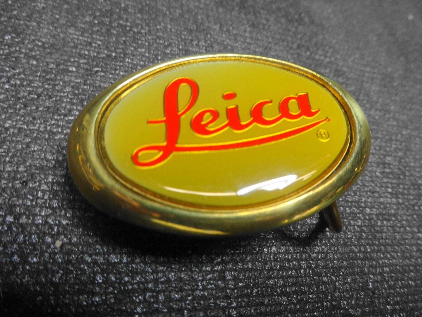 Vintage 1980's LEICA CAMERA Brass Belt Buckle for up to 1.25" Inch Belt w/ Box