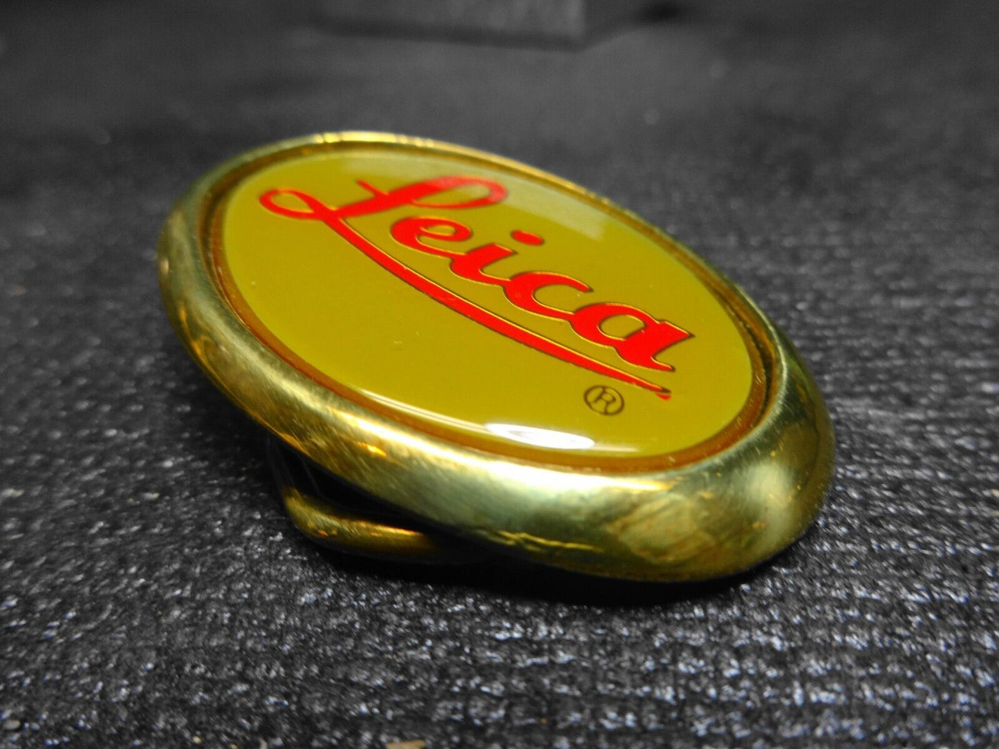 Vintage 1980's LEICA CAMERA Brass Belt Buckle for up to 1.25" Inch Belt w/ Box