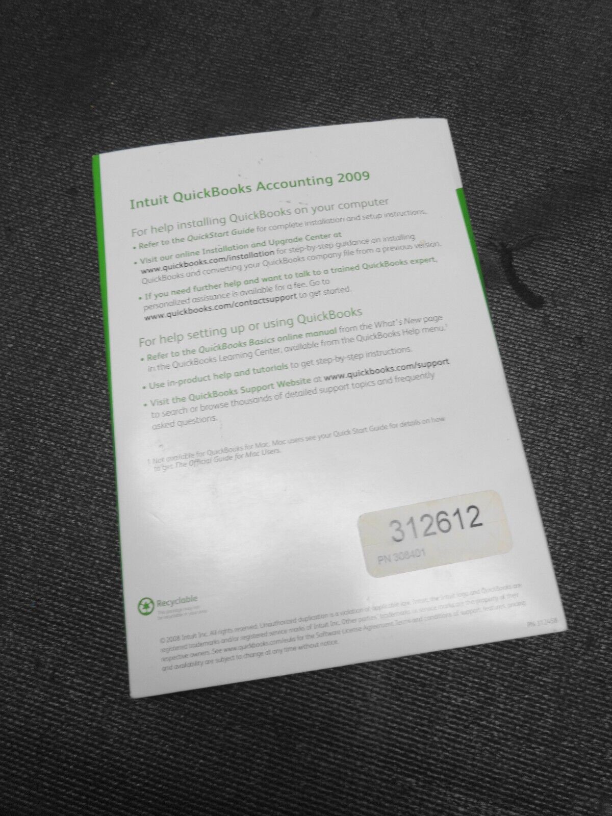 INTUIT QUICKBOOKS PRO 2009 FOR WINDOWS FULL RETAIL US VERSION