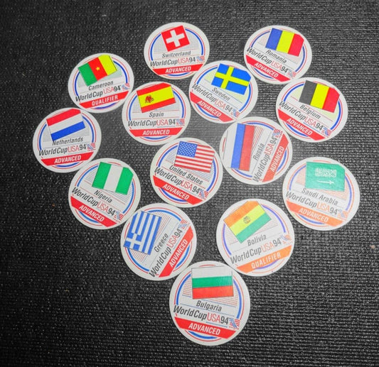 World Cup 1994 Soccer Pogs 14 in Lot USA, Spain, Russia, Sweden, Saudi Arabia