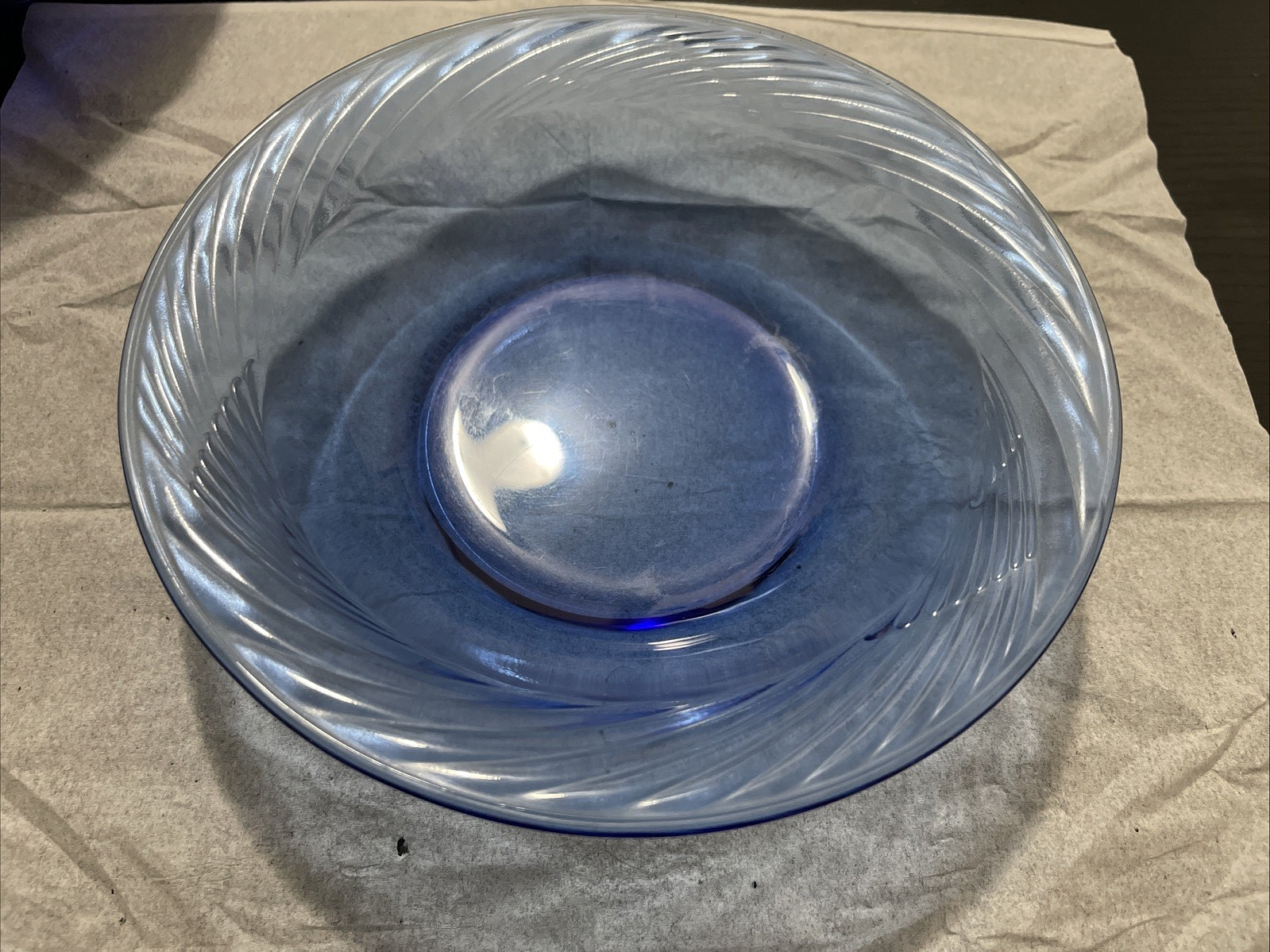Pyrex Festiva Cobalt Blue Glass Swirl Set Of 9 Rimmed Soup Bowls 7 1/2"